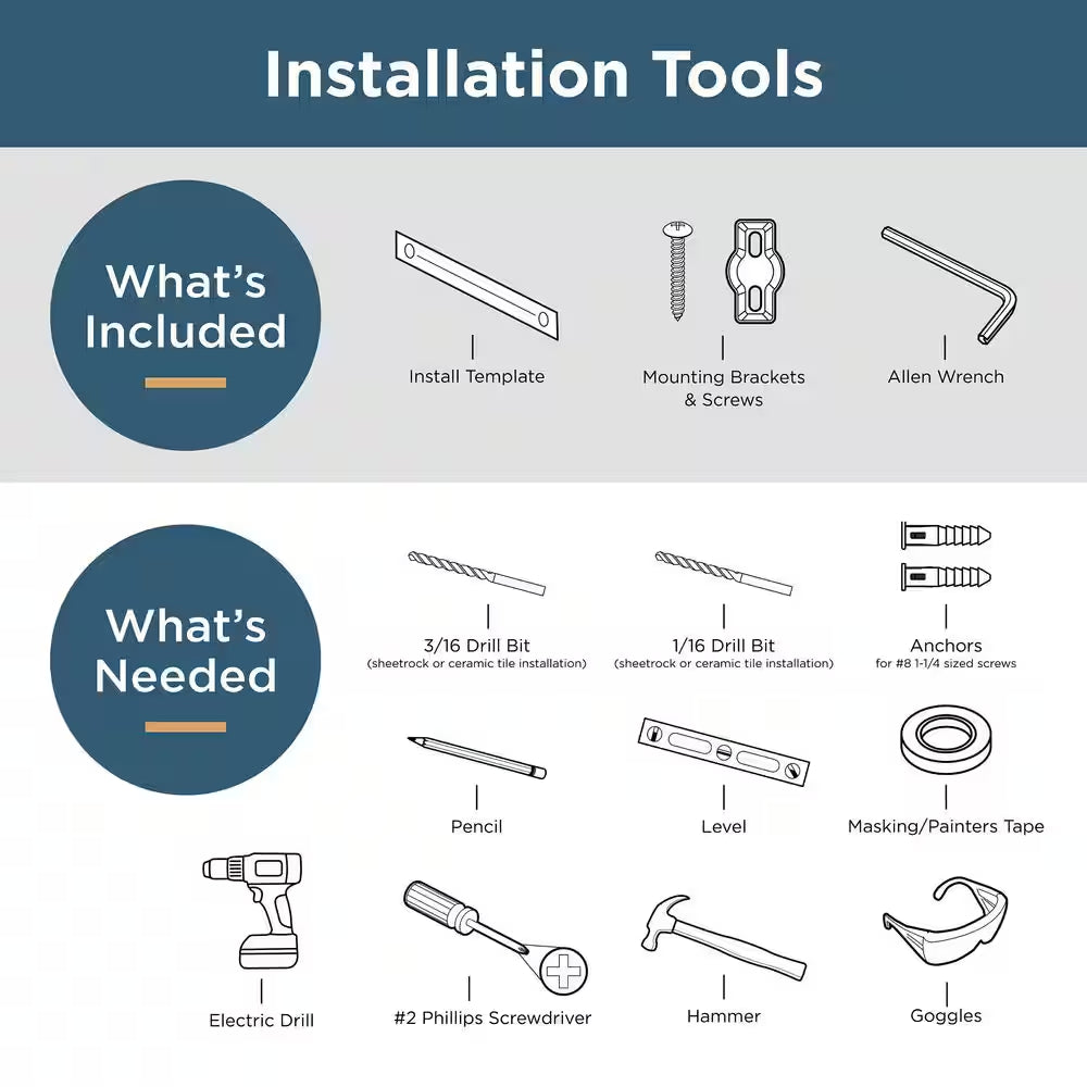 24 In. Wall Mounted Replacement Towel Bar Rod in Clear