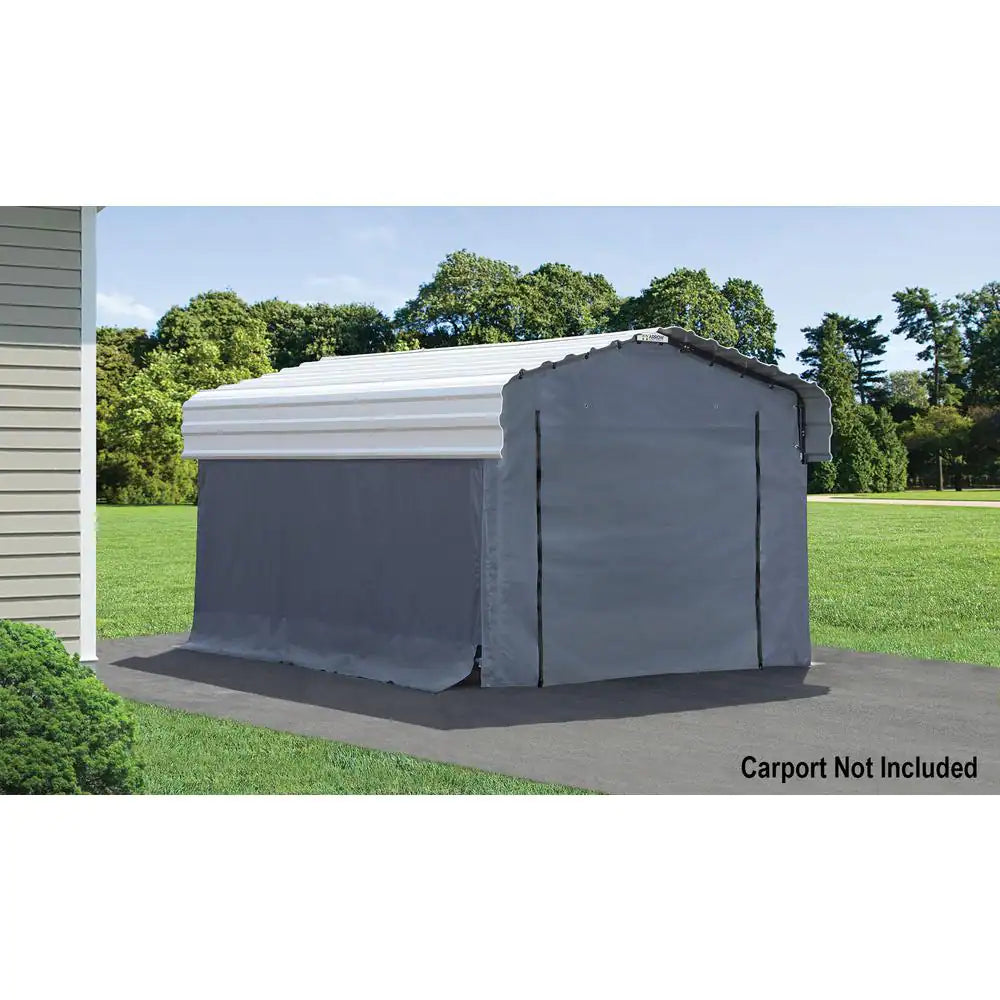 10 Ft. W X 15 Ft. D Enclosure Kit for Carport with Convenient Drive-Through Access and Heat-Sealed Seams