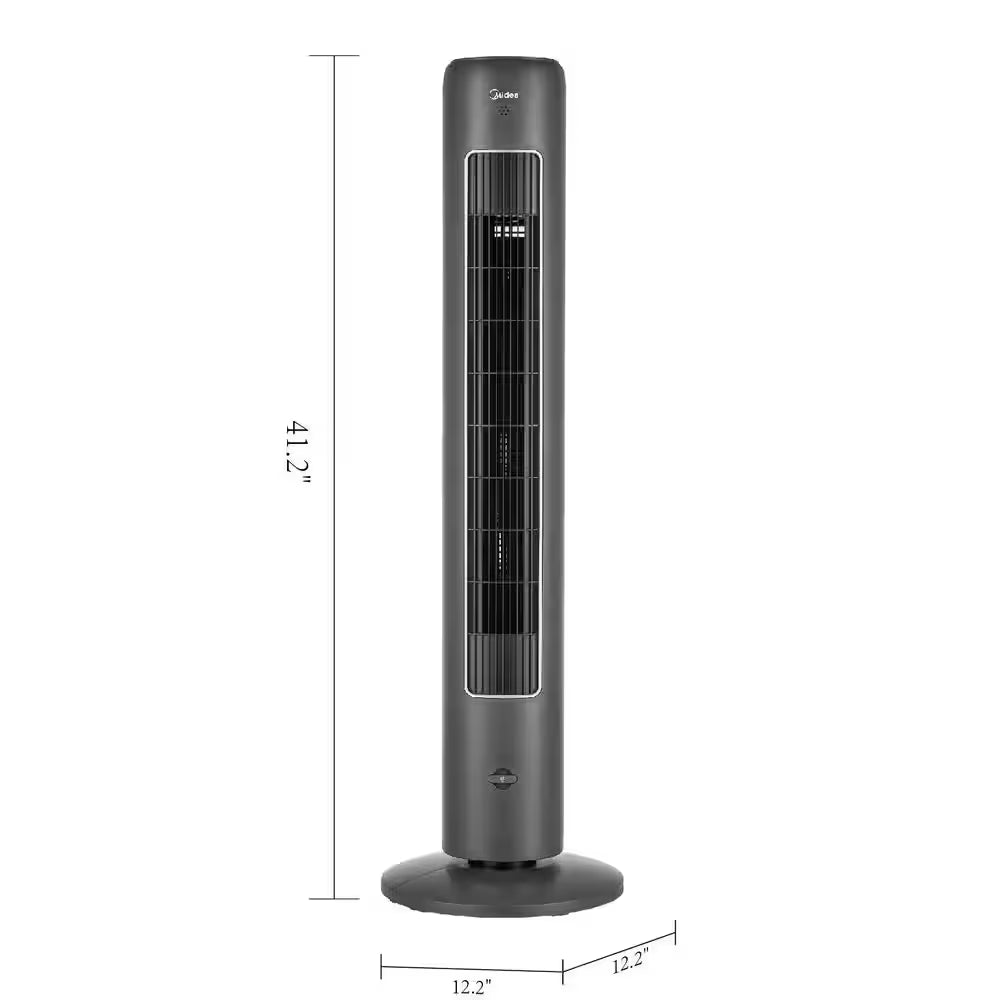 42 In. 3-Speeds Tower Fan in Gray with Wi-Fi, Sleep Mode, 60° Oscillation, 7-Hours Timer, Aromatherapy Box, Negative Ion