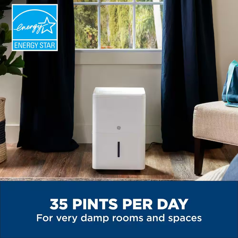 35 Pt. Dehumidifier with Smart Dry for Bedroom, Basement or Very Damp Rooms up to 3000 Sq. Ft. in White, ENERGY STAR