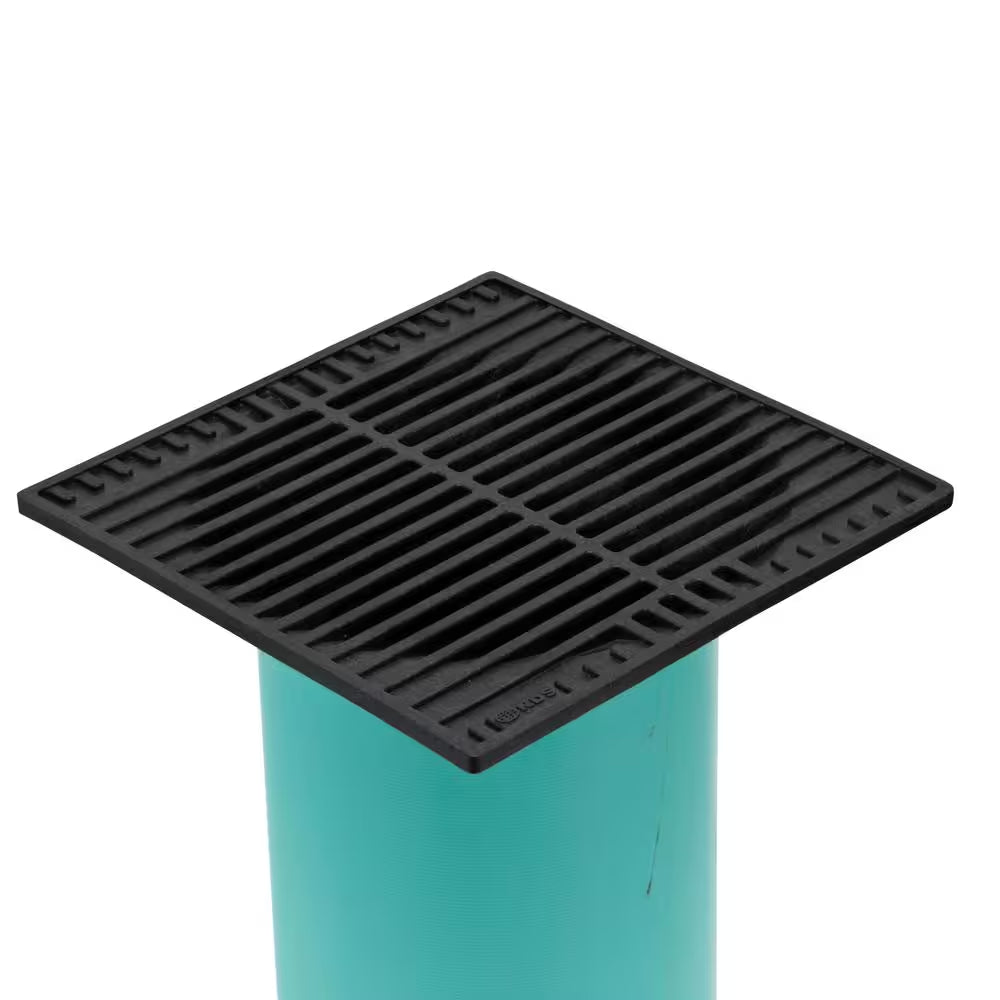 9 In. Plastic Square Drainage Grate in Black