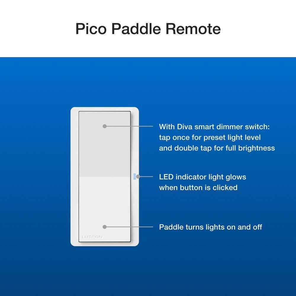 Pico Paddle Remote for On/Off Control of Caseta Smart Switches/Dimmers, White (PJ2-P2B-GWH)