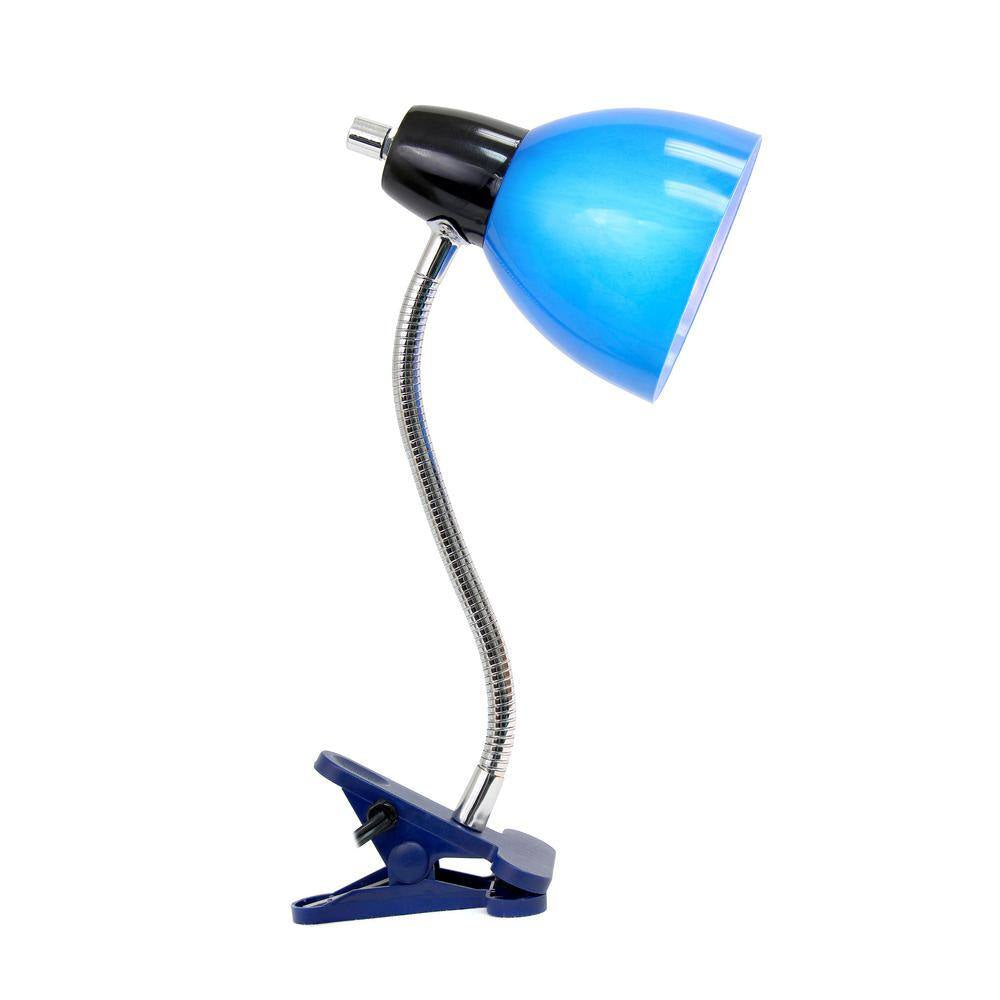 17 In. Blue Clip Lamp Light with Black Base