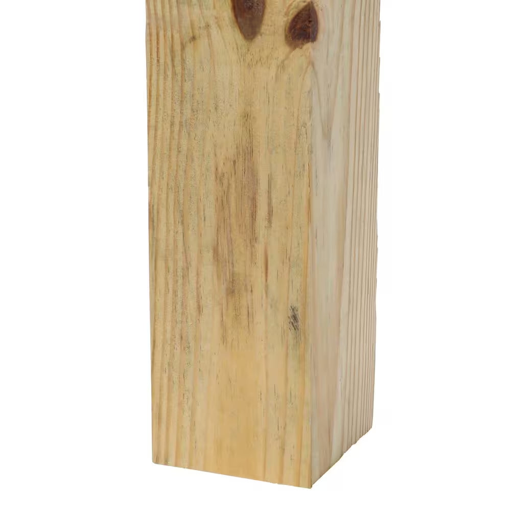 4 In. X 4 In. X 4-1/2 Ft. Pressure-Treated Wood Double V-Groove Deck Post