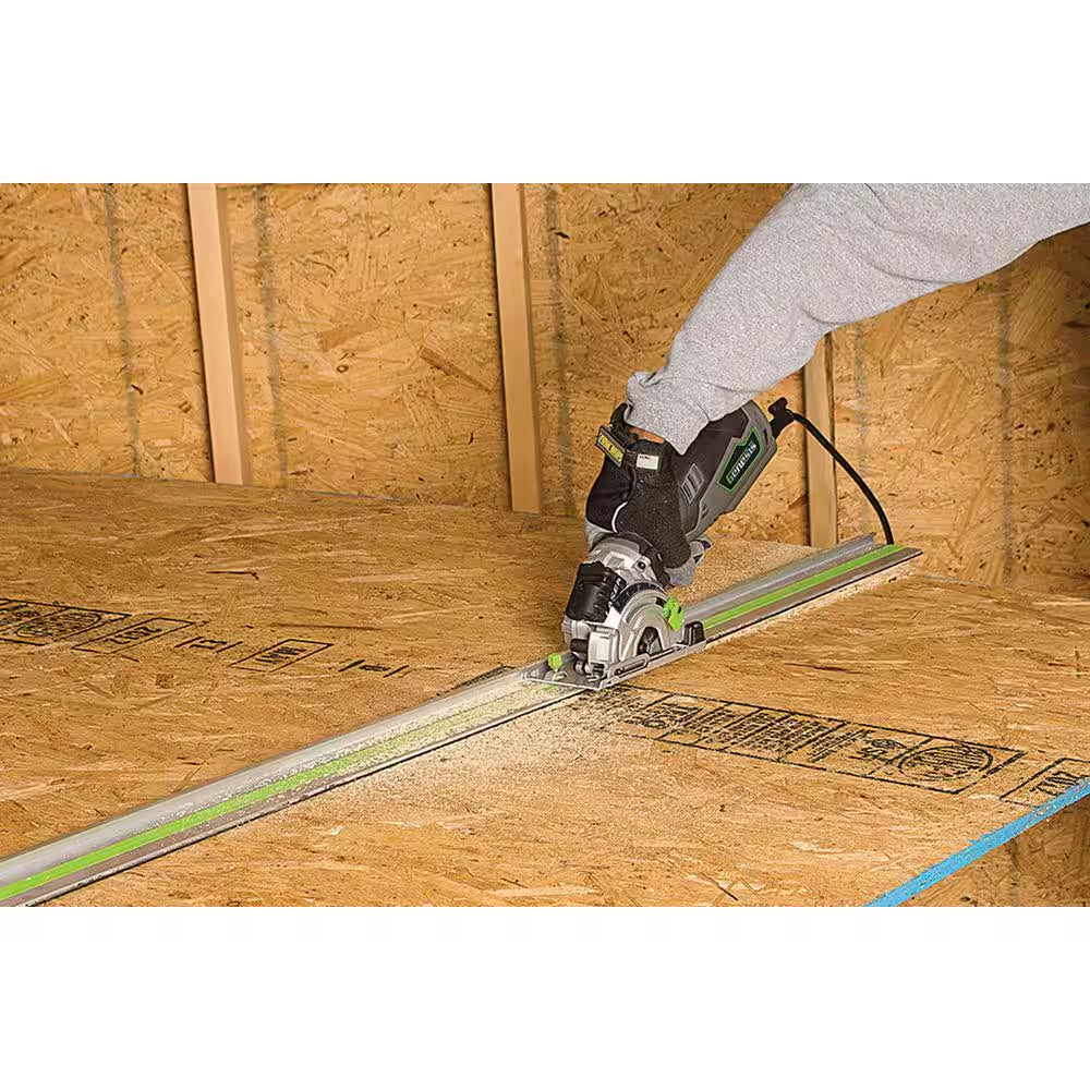 5.8 Amp 3-1/2 In. Control Grip Plunge Compact Circular Saw Kit with Laser, Hose, 3 Blades, Rip Guide and Bag