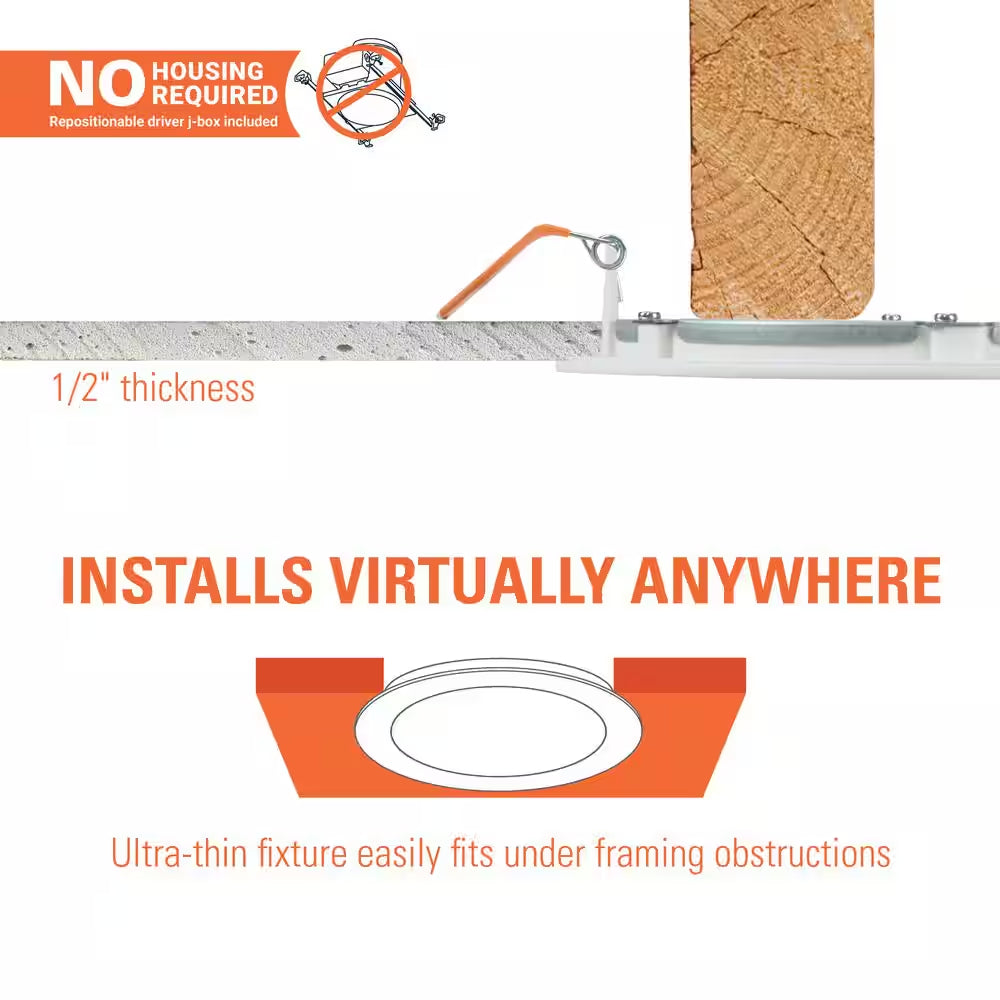 HLBSL 6 In. Can Less Integrated LED, 900 Lumens, 5CCT, White (4-Pack)