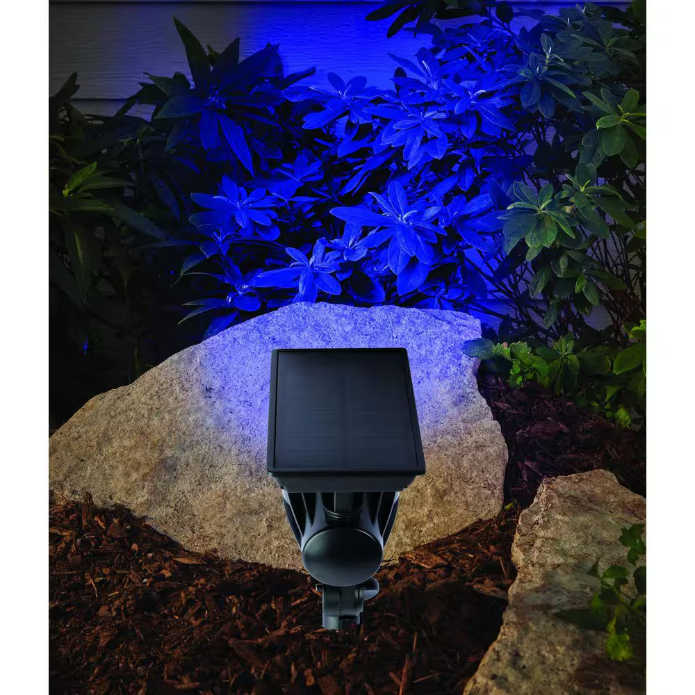 120 Lumen Black LED Weather Resistant Outdoor Solar Spot Light with Color Changing and Adjustable Head