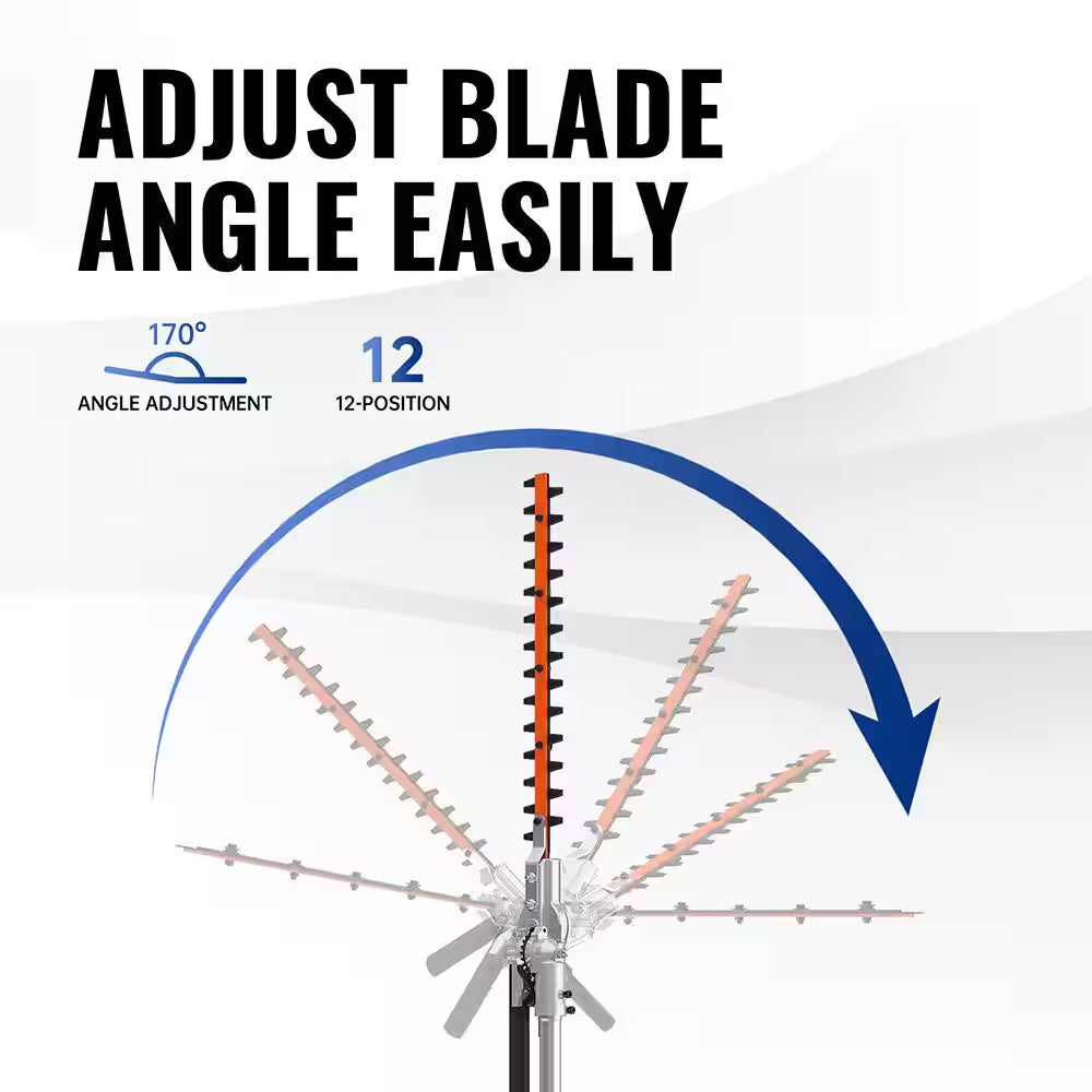 16 In. Hedge Trimmer Attachment Universal, Dual Action Articulating, Heavy Duty Steel Material, 12-Angle Positon