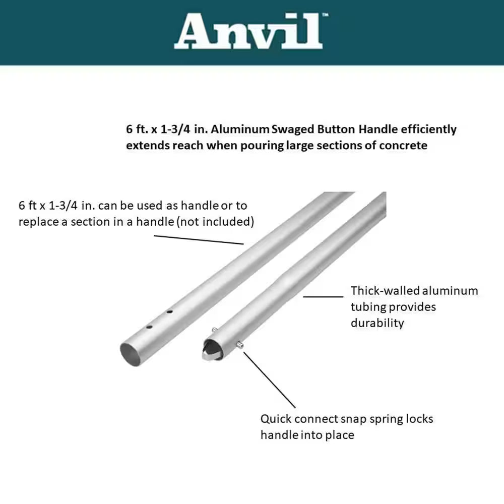 6 Ft. X 1-3/4 In. Aluminum Swaged Button Handle
