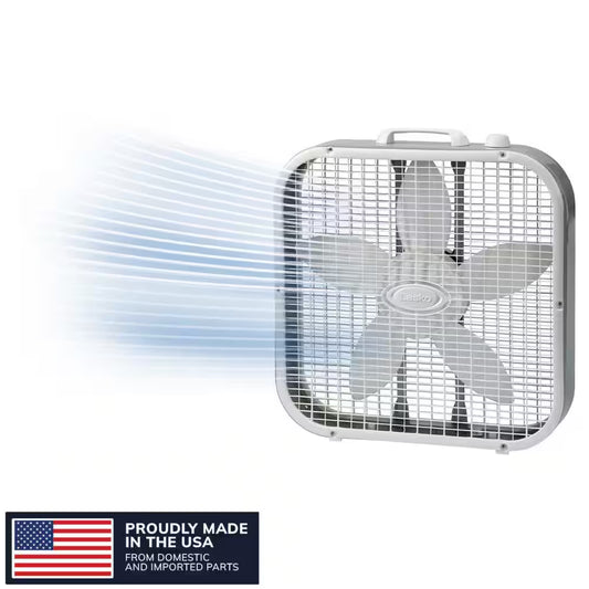 20 In. 3 Speed Air Circulating Box Fan for Home in White with save Smart Technology, 1820 CFM and Carry Handle
