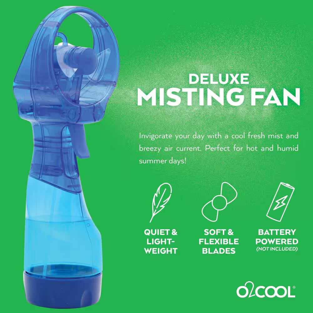 Deluxe 3.0 In. 1 Fan Speed Personal Misting Fan in Blue