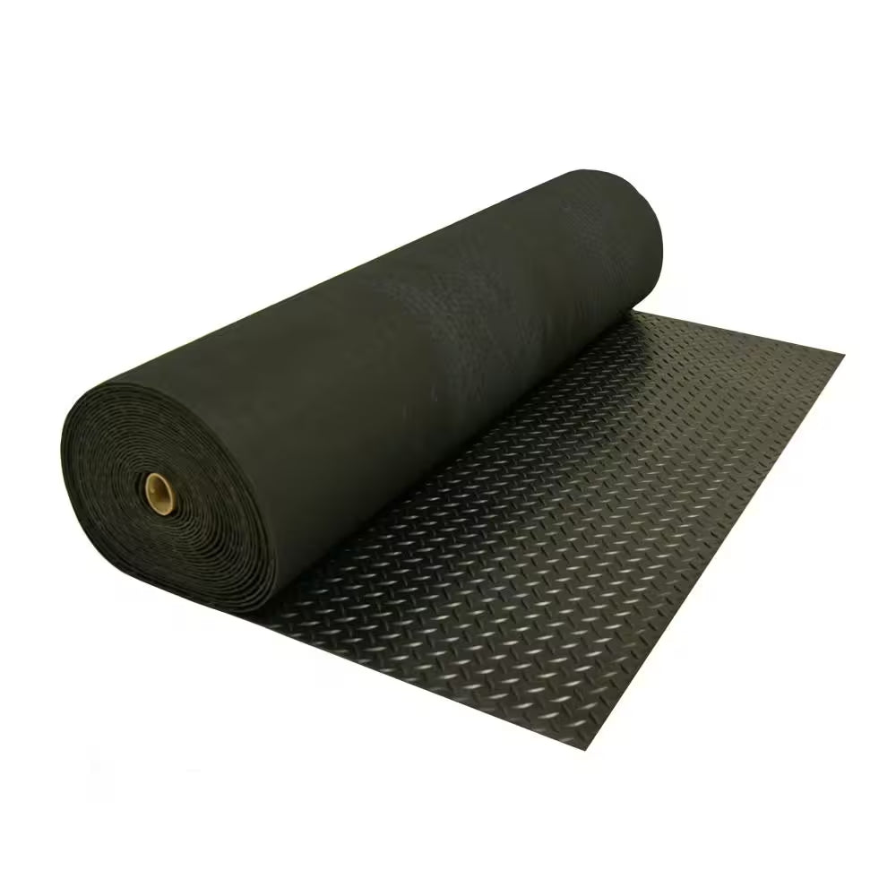Diamond Plate 4 Ft. X 8 Ft. Black Rubber Flooring (32 Sq. Ft.)