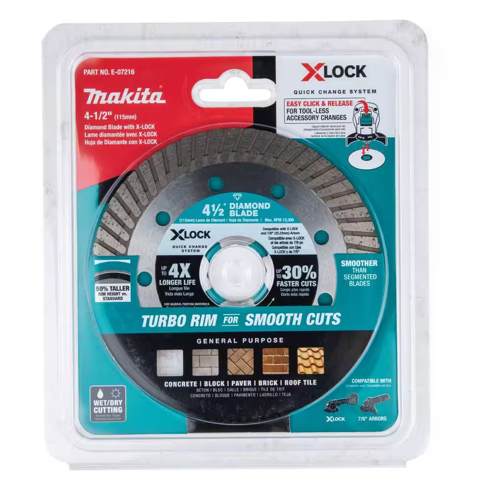X-LOCK 4-1/2 In. Turbo Rim Diamond Blade for Masonry Cutting