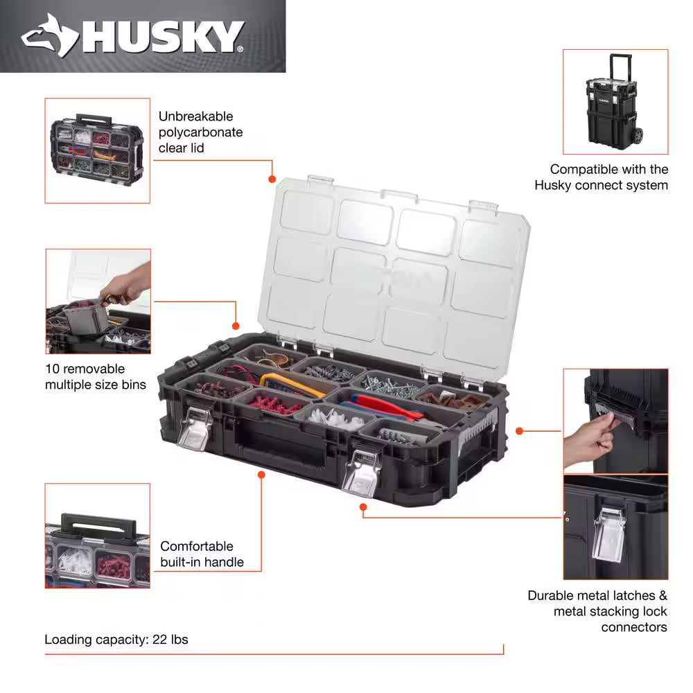 Connect Stackable Parts Connect Stackable Portable Heavy Duty Lightweight 10-Compartment Small ...