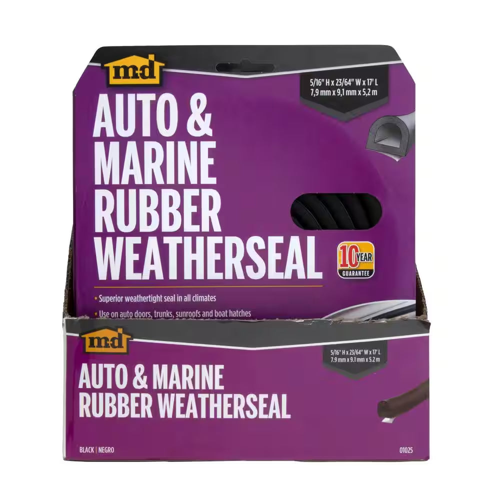 17 Ft. Black Small Rubber Auto & Marine Weatherseal for All Climates