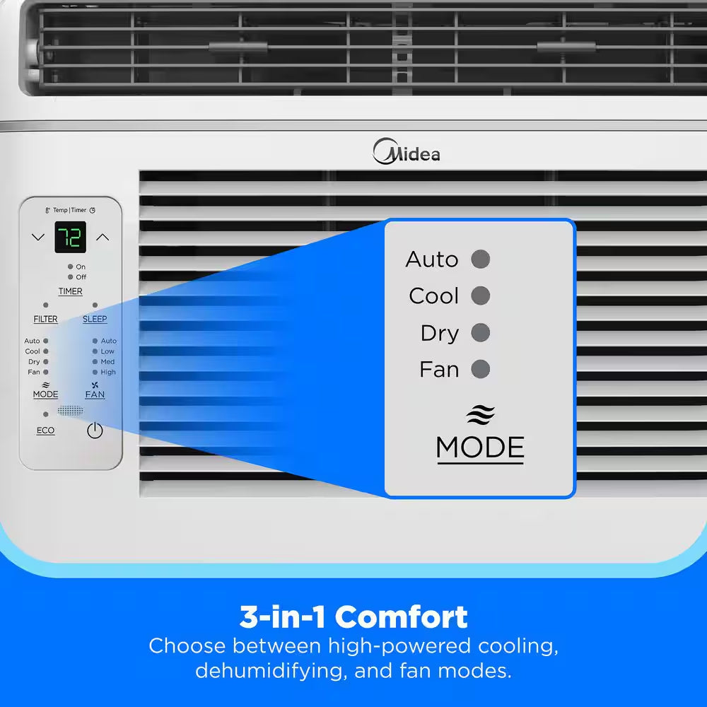 6,000 BTU Window AC Cools up to 250 Sq. Ft. with Remote, Sleep Mode, Timer, Drain Hose and Wi-Fi in White