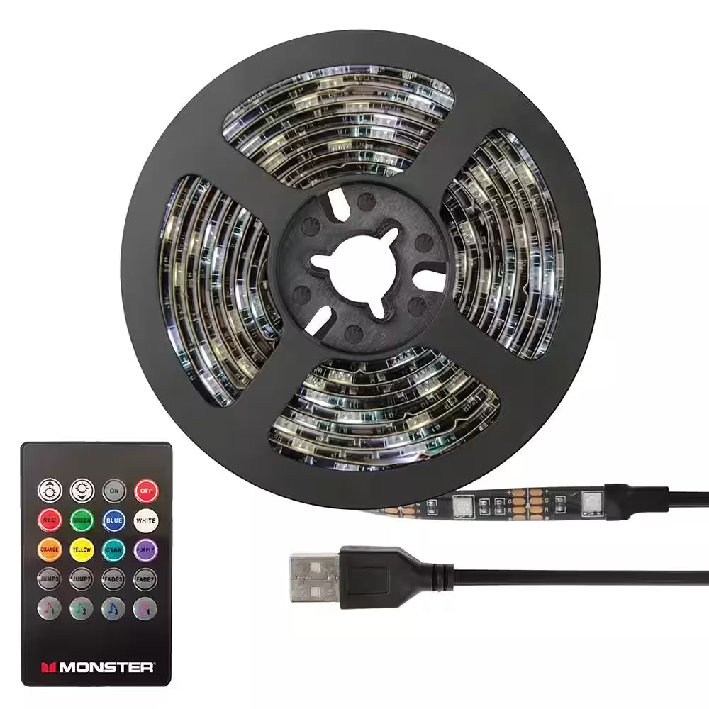 12Ft RGB LED Sound Reactive Light Strips W/Remote Control