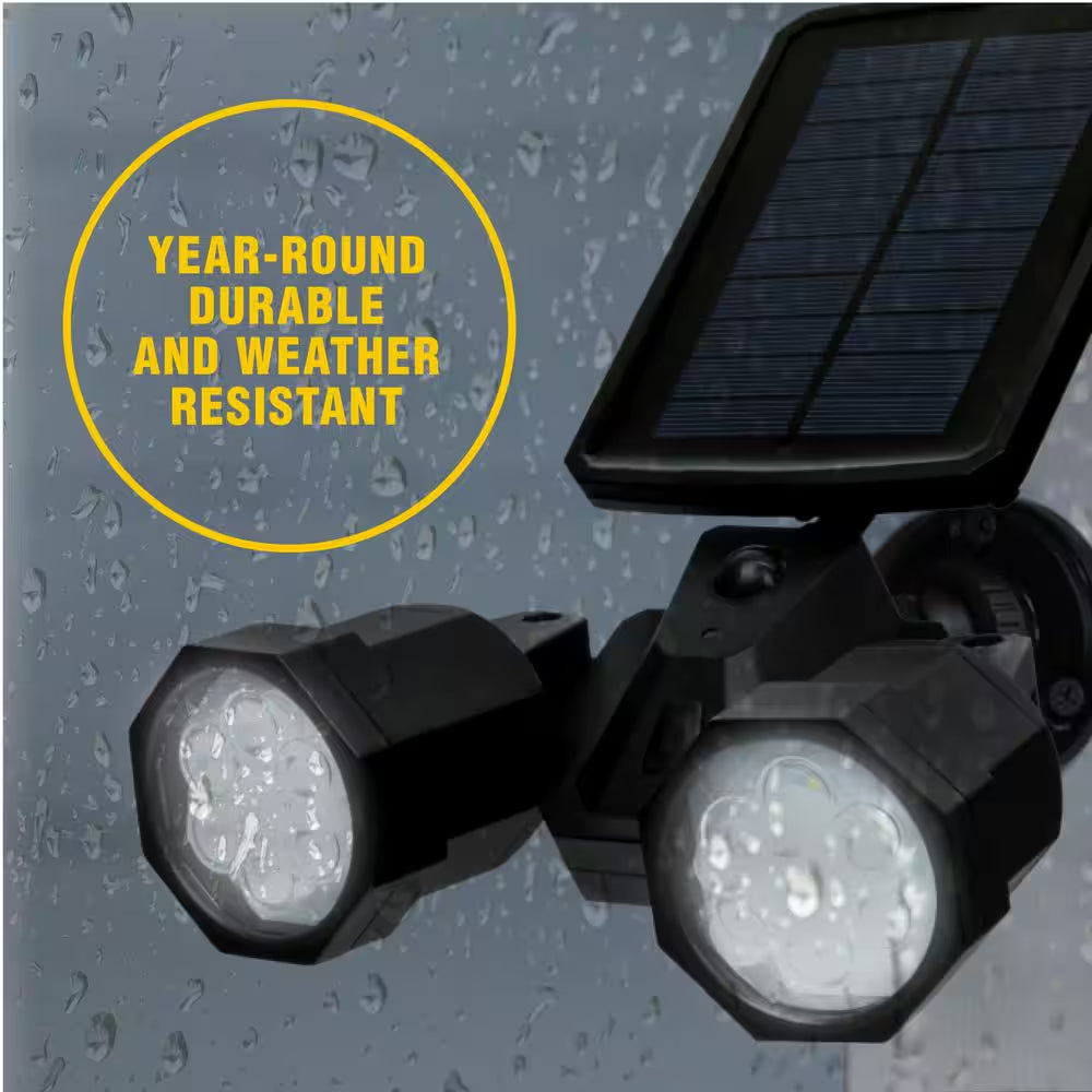 Solar Powered Motion Activated Integrated LED Black Outdoor Bionic Spotlight Duo Area Light