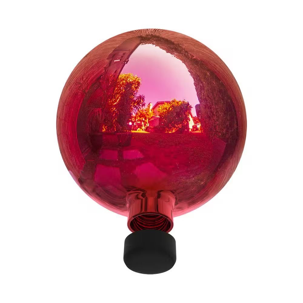 10 In. Dia Indoor/Outdoor Glass Gazing Globe Yard Decoration, Red