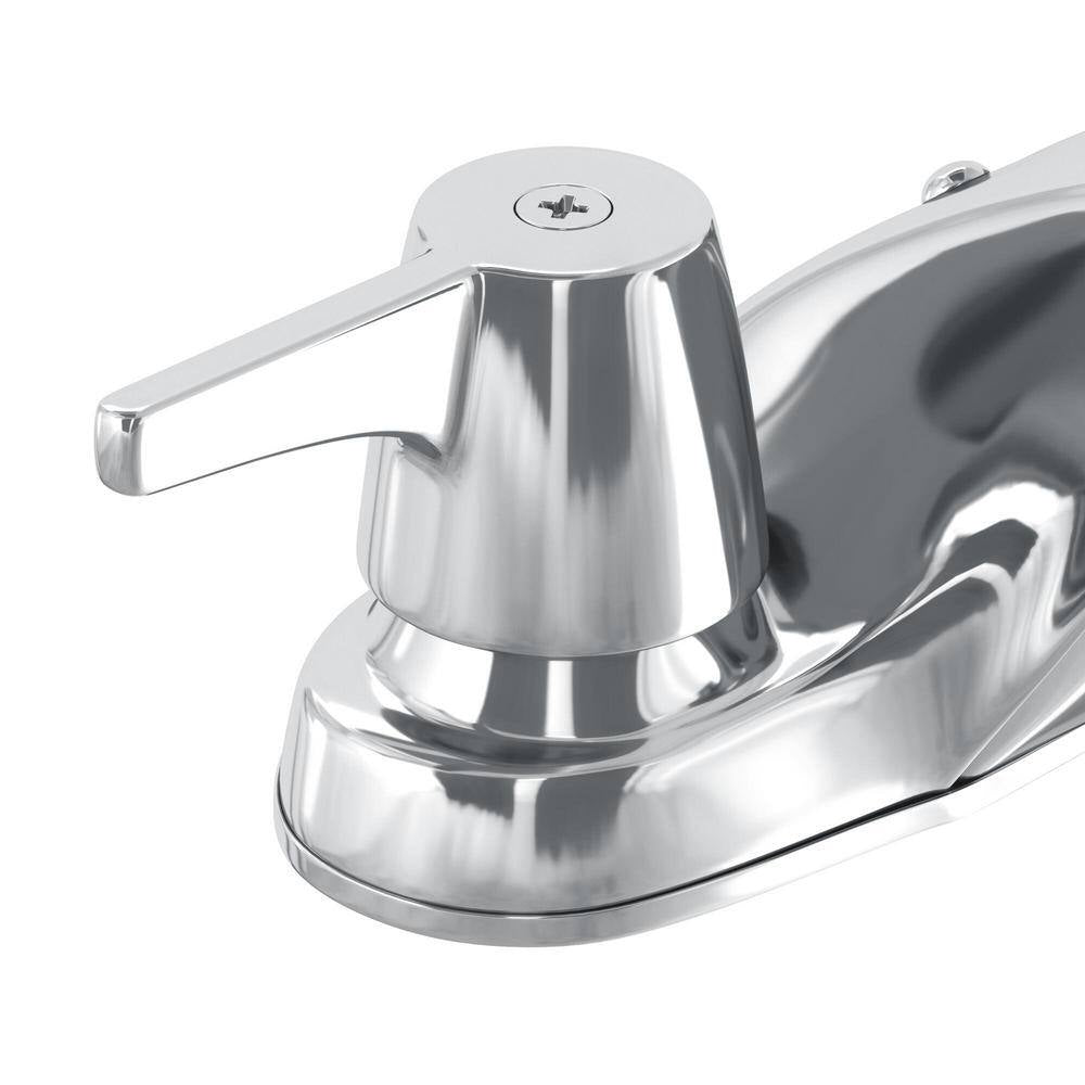 Aragon 4 In. Centerset 2-Handle Low-Arc Bathroom Faucet without Pop-Up Drain in Chrome
