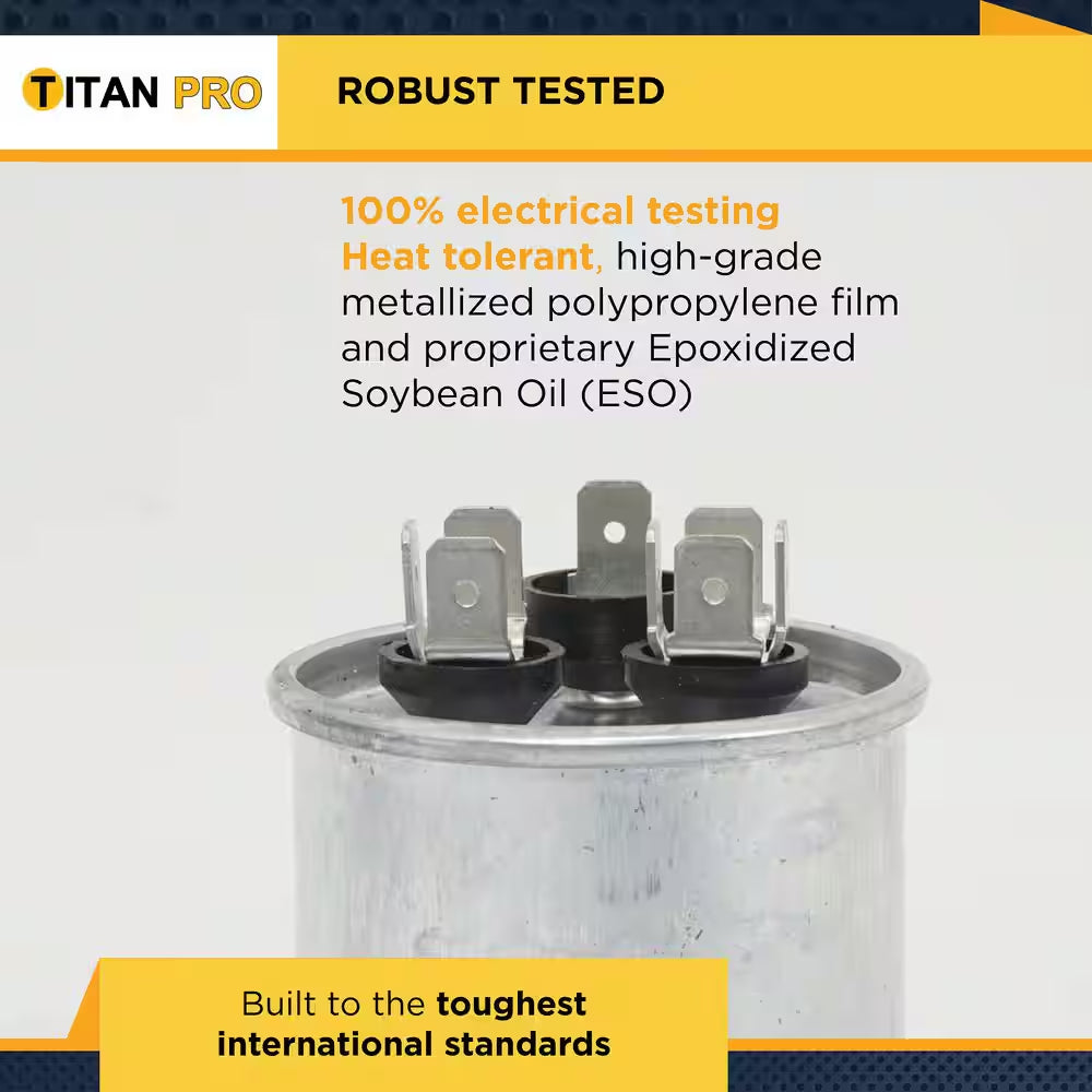 TITAN PRO 45 plus 5 MFD 440/370V Dual Voltage round Run Capacitor