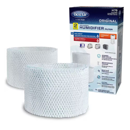 H75 Value Humidifier Wick Filter for Holmes, Vissani, Bionaire, Sunbeam (2-Pack)