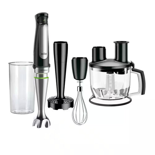 Multiquick 7 Smart-Speed Stainless Steel Immersion Blender with 500W of Power, Whisk, Masher, and 6-Cup Food Processor