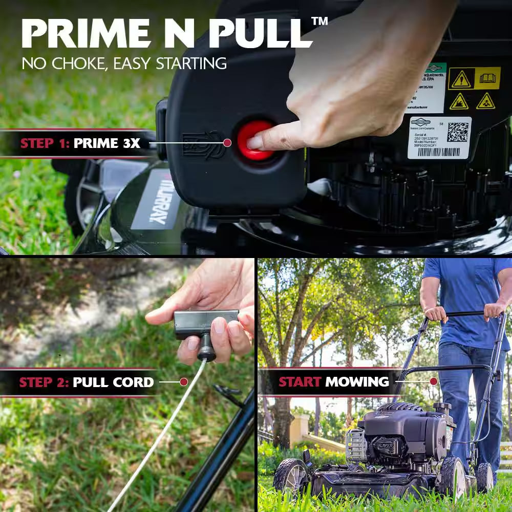20 In. 125 Cc Briggs & Stratton Walk behind Gas Push Lawn Mower with 4 Wheel Height Adjustment and Prime 'N Pull Start