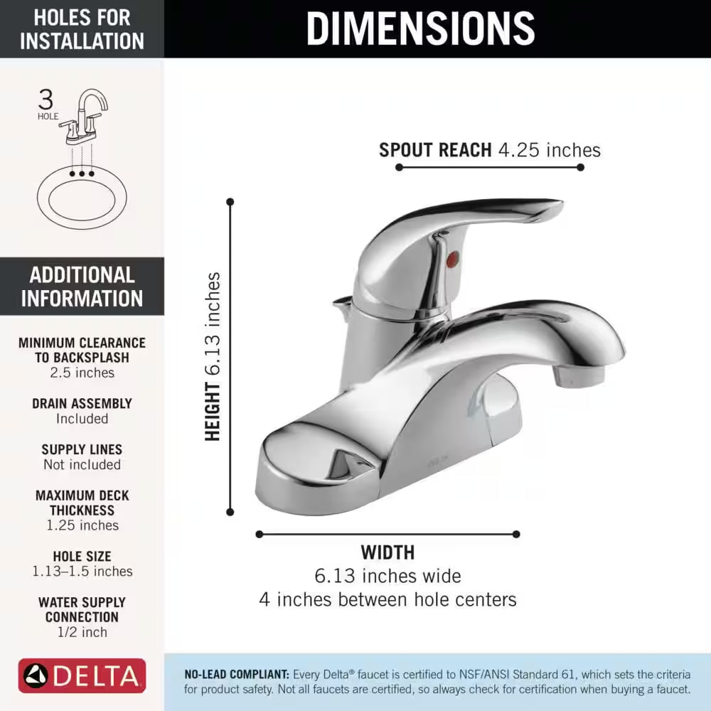 Foundations 4 In. Centerset Single-Handle Bathroom Faucet in Chrome