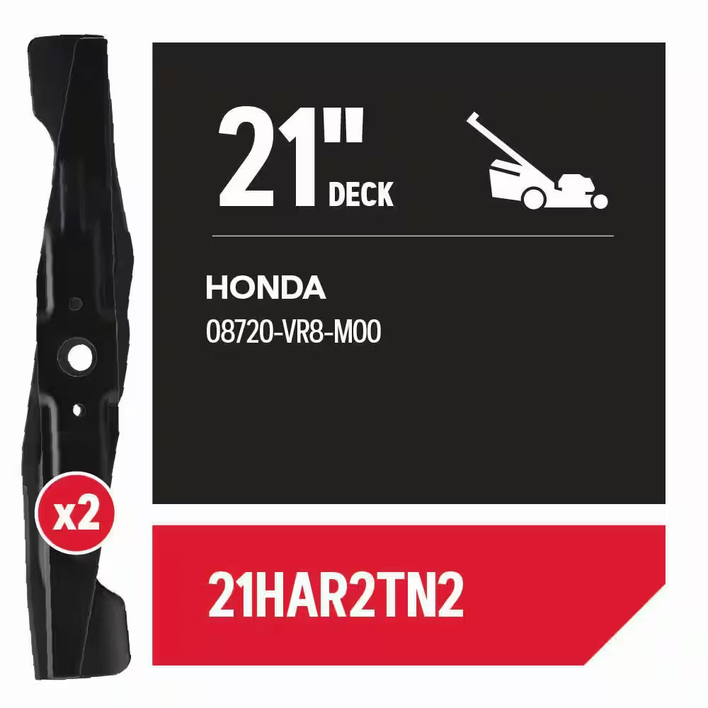 Lawnmower Blades for 21 In. Honda Push and Propelled Mower, Tungsten Carbide Coated, Set of 2 (21HAR2TN2)
