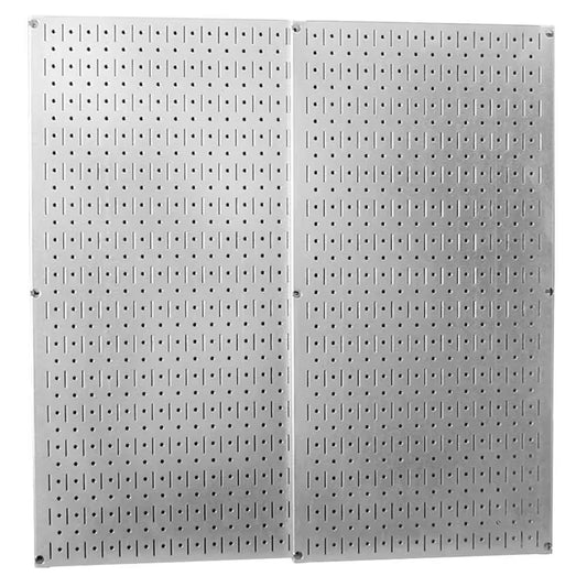 32 In. X 32 In. Overall Size Shiny Galvanized Steel Pegboard Pack with Two 32 In. X 16 In. Pegboards
