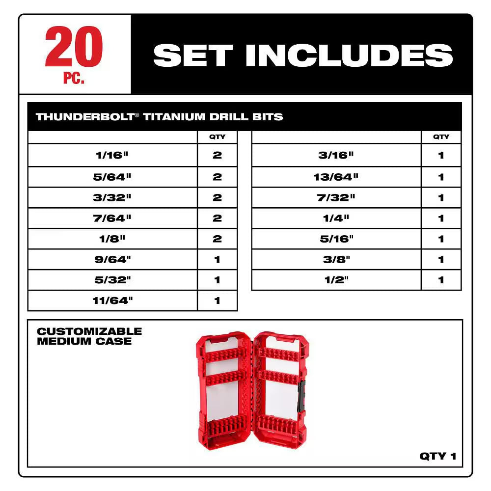 Titanium Drill Bit Set (20-Piece)