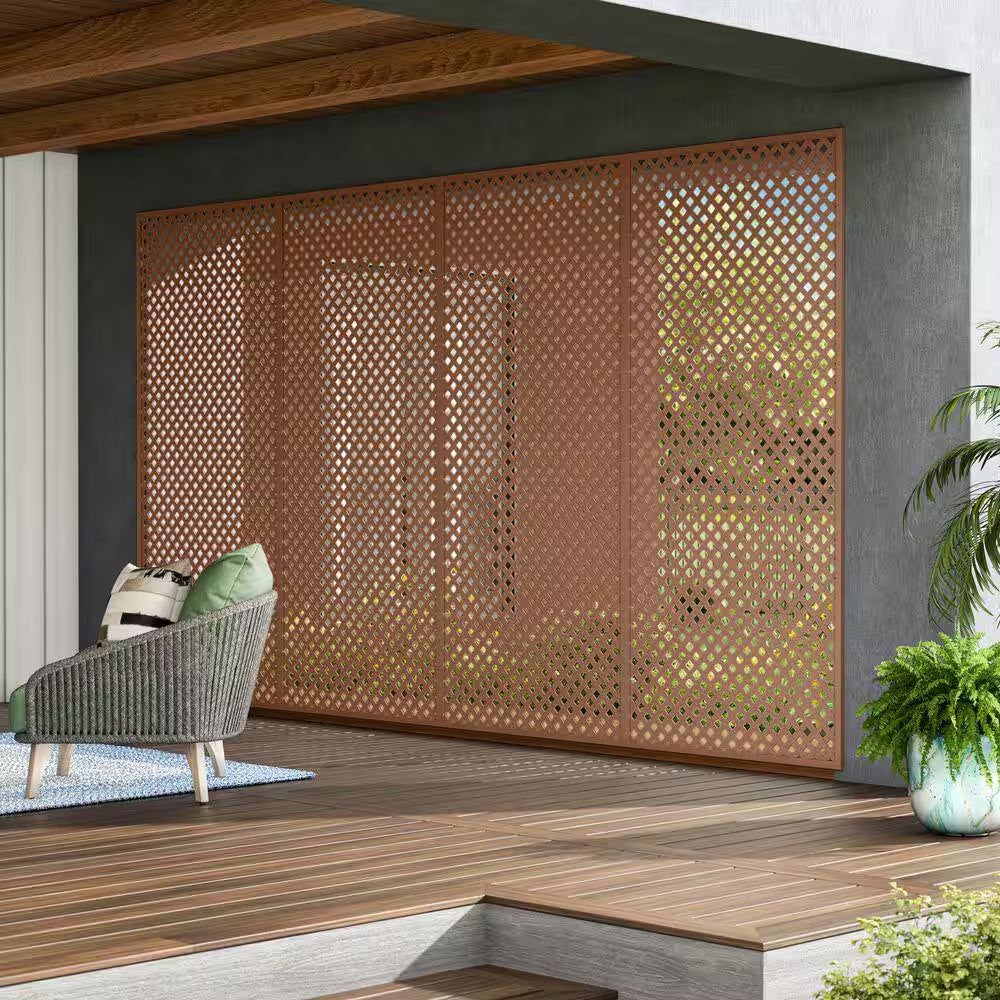 4 Ft. X 8 Ft. California Redwood Privacy Diamond Vinyl Lattice Panel - Solid Border