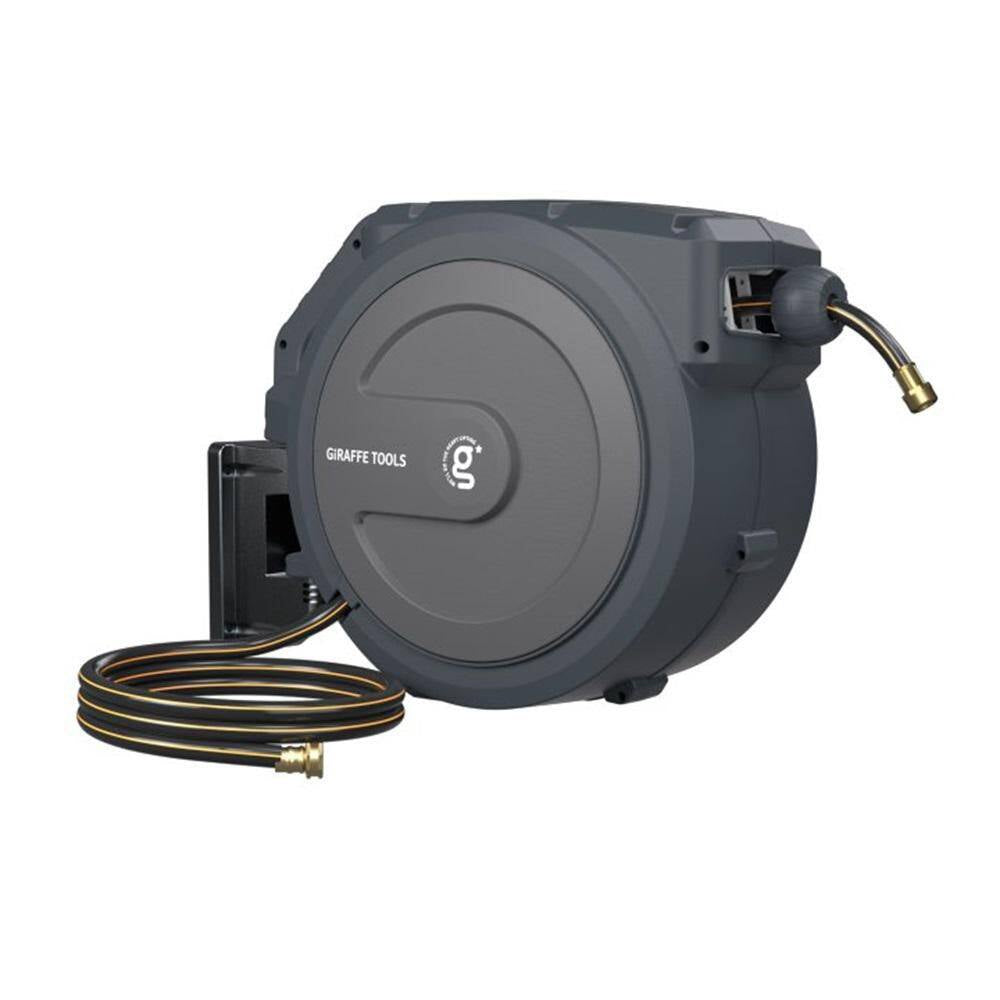 Garden Retractable Hose Reel-1/2 In.-78 Ft. Wall Mounted, Dark Grey, Metal Bracket