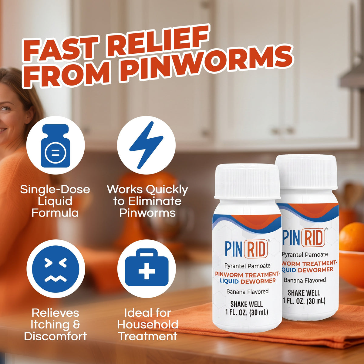 PIN RID Pyrantel Pamoate 144 mg/mL Pinworm Treatment 2 oz