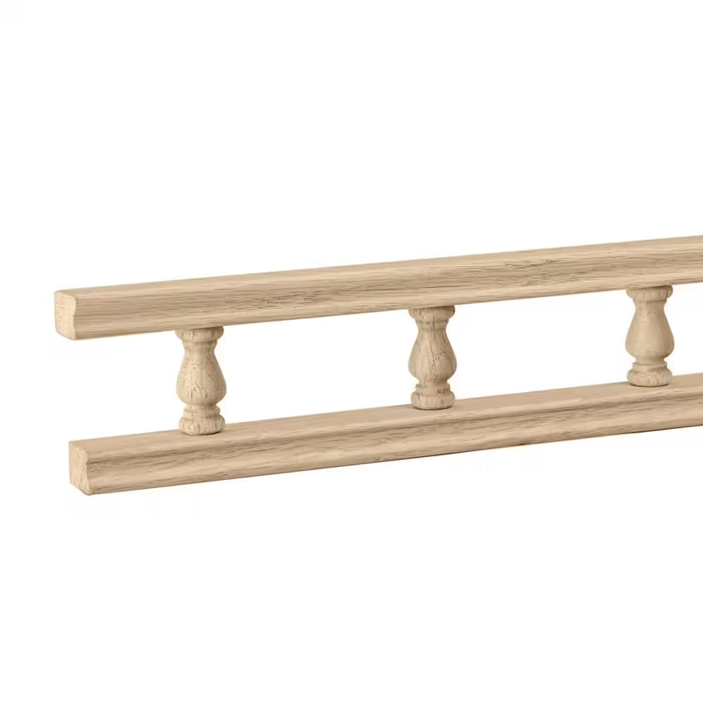 Decorative Galley Rail - 48 In. X 2.25 In. X 0.75 In. - Sanded Unfinished Oak - Shelf and Cabinet Enhancing Moulding