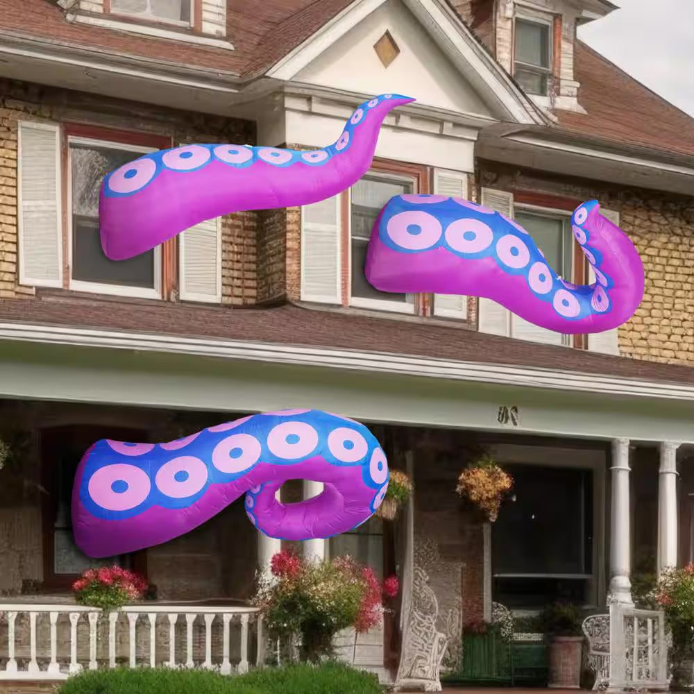 Multi-Color Halloween Inflatable Giant Octopus Tentacle Made of Polyester (3-Pieces)