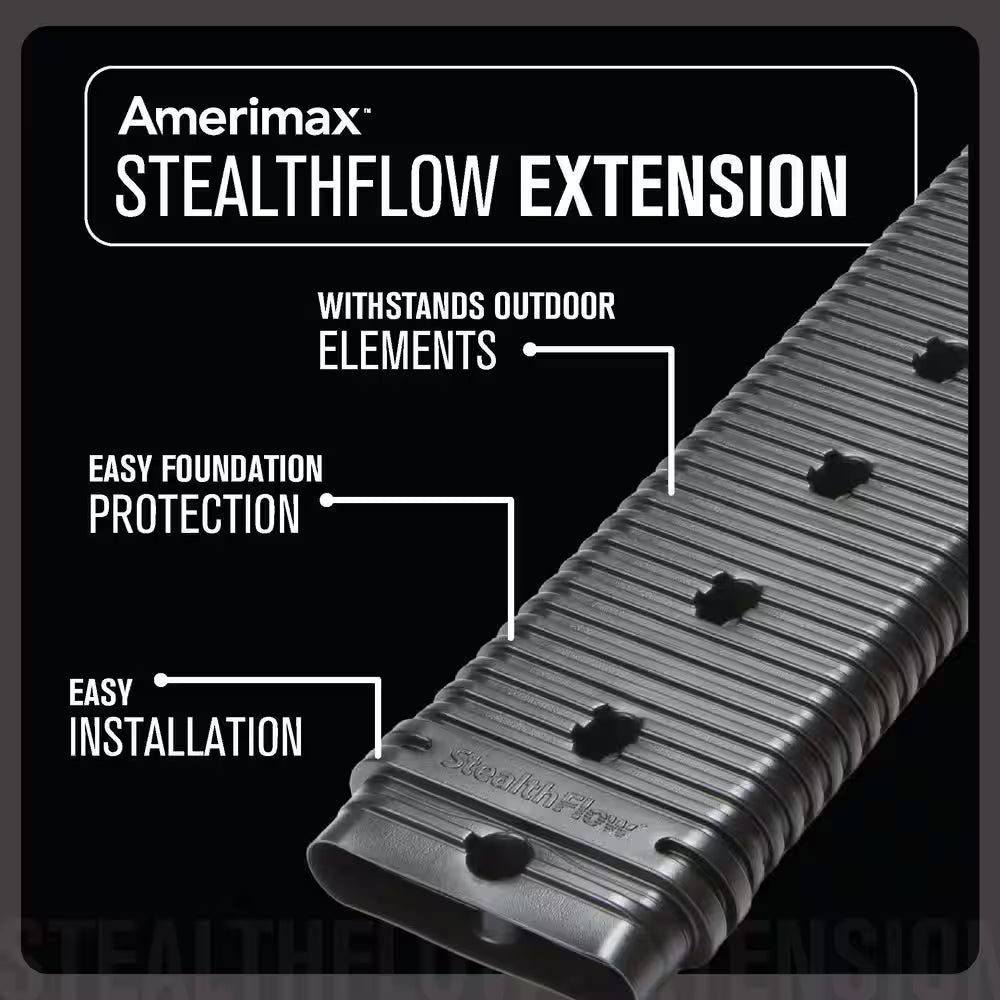Stealth Flow 60 In. Black Vinyl Low Profile Downspout Extension Only