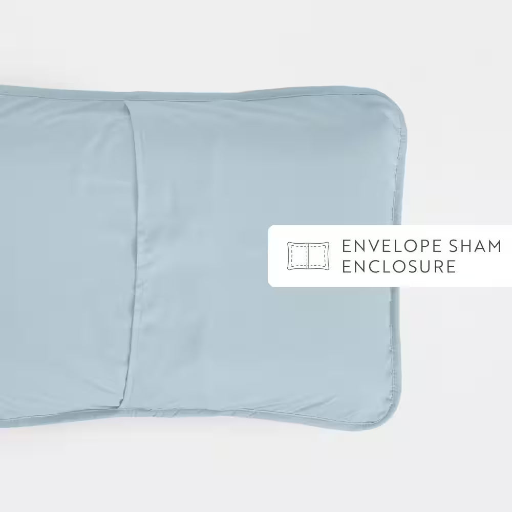 Square Pale Blue Queen Performance Quilted Coverlet Set