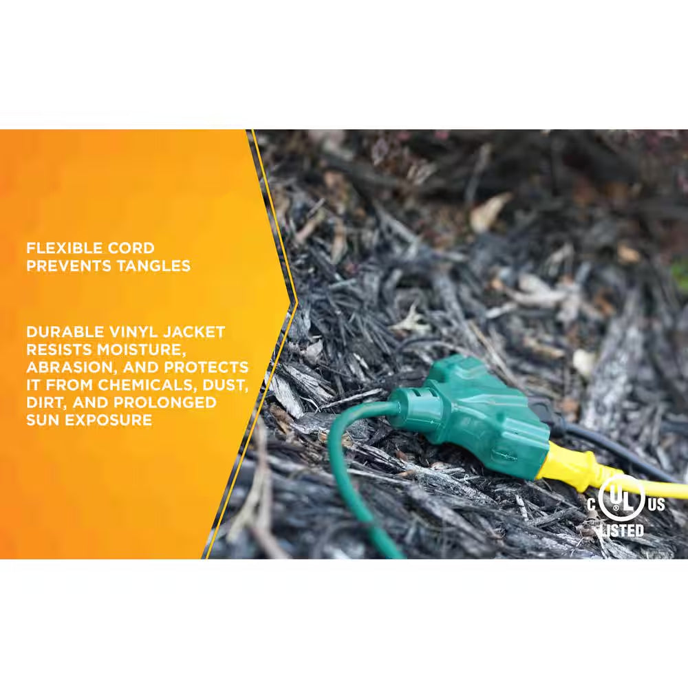 8 Ft. 16/3 SJTW Tri-Source (Multi-Outlet) Yard Master Outdoor Extension Cord