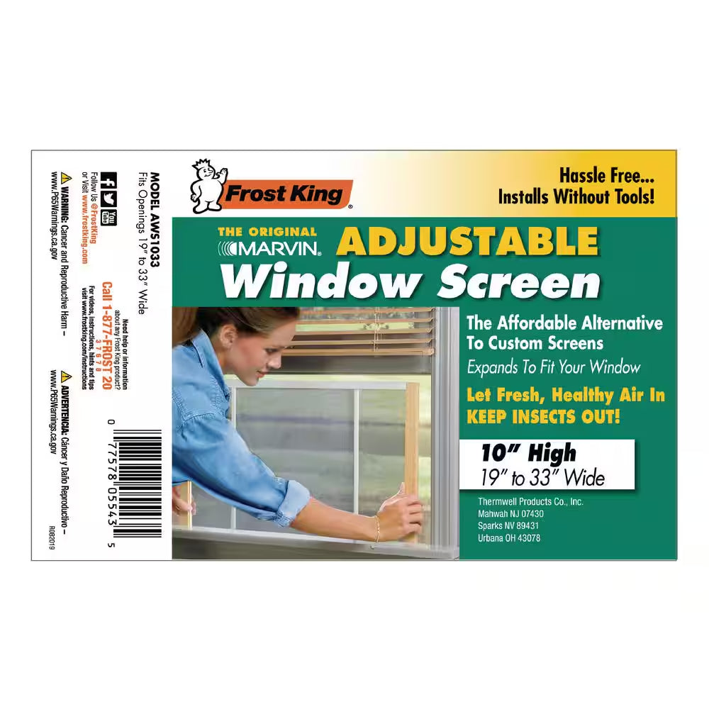 19 - 33 In. W X 10 In. H Clear Wood Frame Adjustable Window Screen