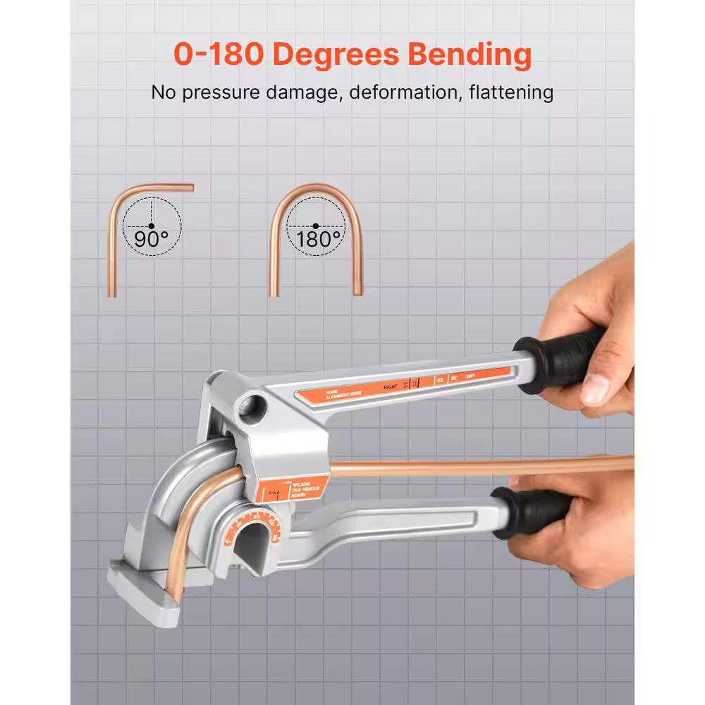Pipe Tube Bender, 1/4 In., 3/8 In., 1/2 In. O.D., 3 in 1-Manual Level Tube Bender 180° Copper Aluminum Pipe Bender