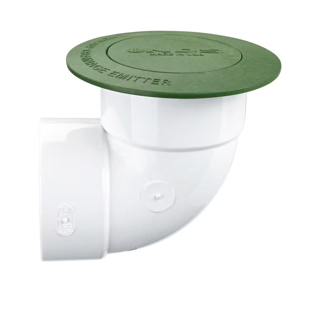 Pop-Up Drainage Emitter for 3 In. and 4 In. Drain Fittings, Green Plastic