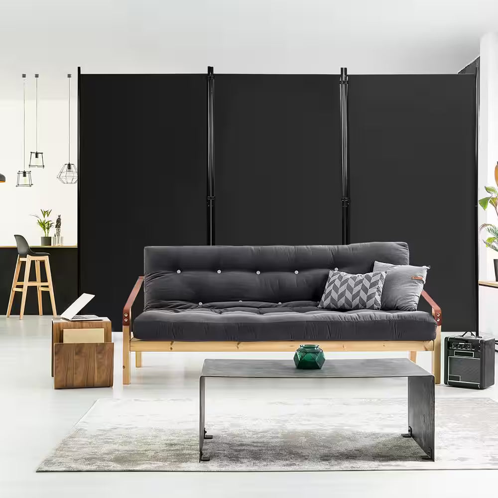 6 Ft. Black 3-Panel Room Divider