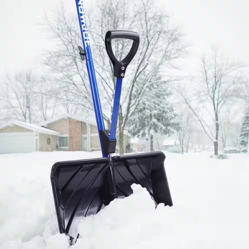 41.3 In. Shovelution Strain-Reducing Snow Shovel with Spring-Assist Metal Handle and 18 In. Aluminum Wear Strip Blade