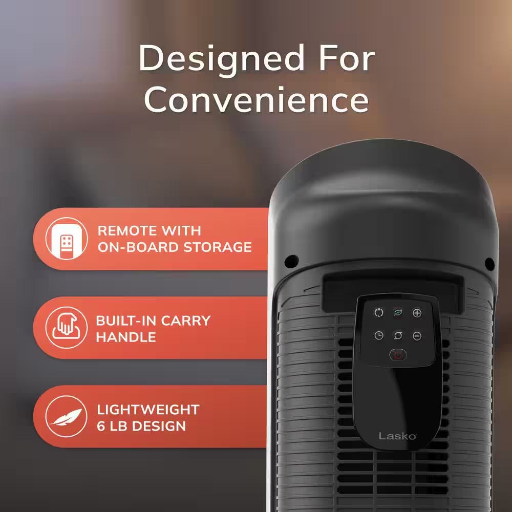 1500W 22 In. Gray Electric Tower Ceramic Space Heater with Digital Display, Thermostat and Remote Control