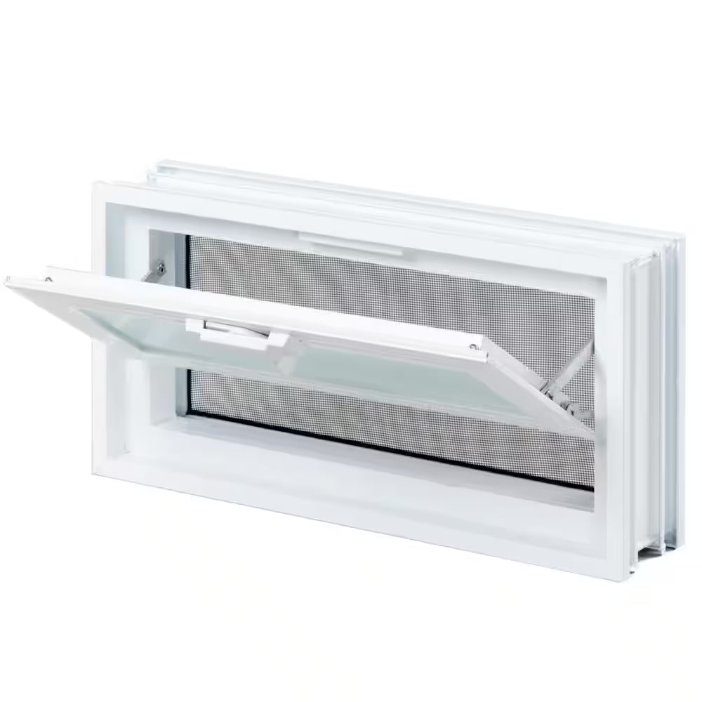 31 In. X 21.25 In. X 3.125 In. Frameless Wave Pattern Vented Glass Block Window