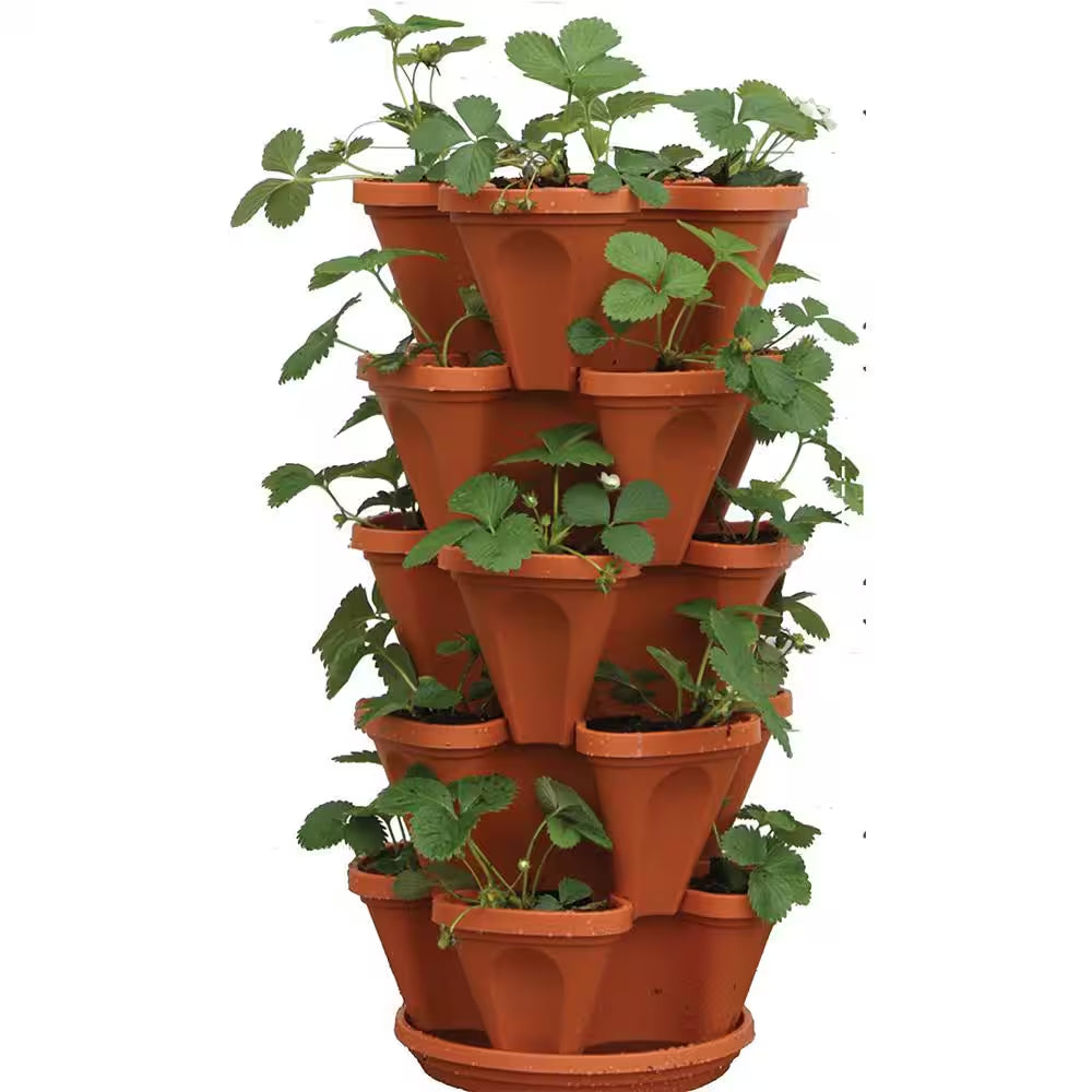 12 In. X 5.5 In. Terracotta Plastic Vertical Stackable Planter (5-Pack)