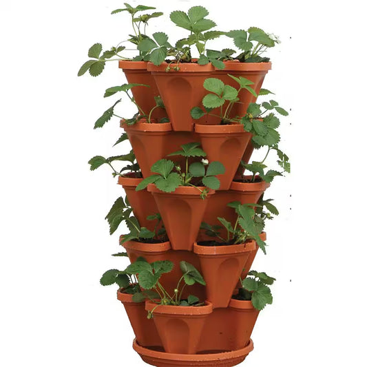 12 In. X 5.5 In. Terracotta Plastic Vertical Stackable Planter (5-Pack)