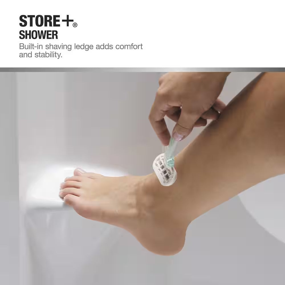STORE+ 36 In. X 76 In. 1-Piece Direct-To-Stud Alcove Shower Back Wall in White